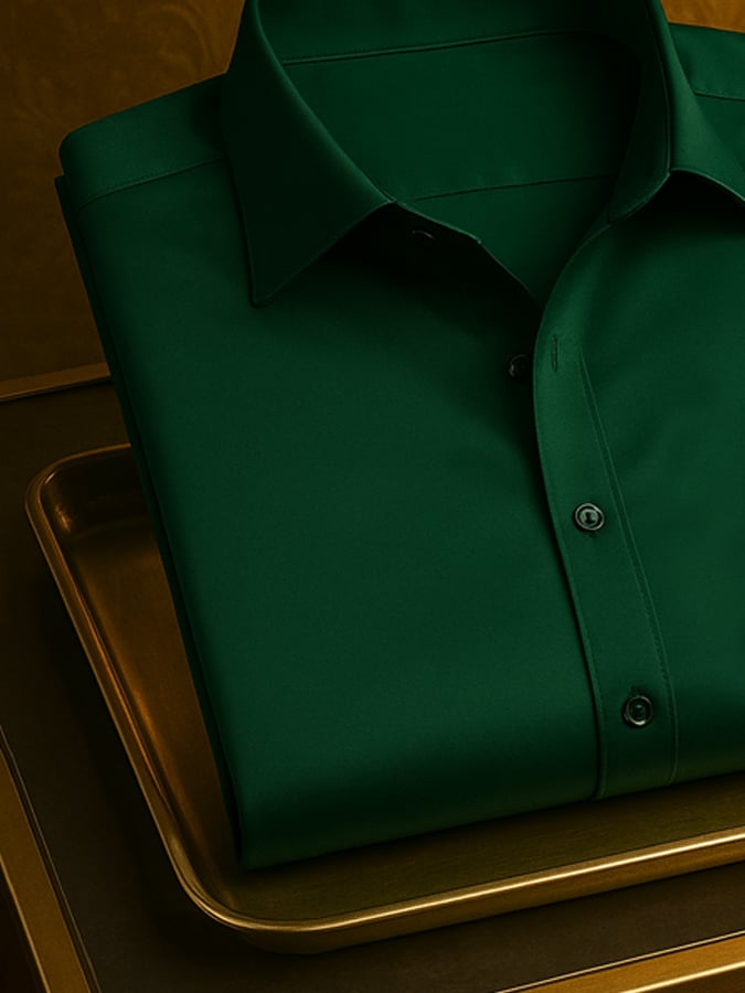 Men's Fashion Business Luxury Satin Short Sleeve Shirt