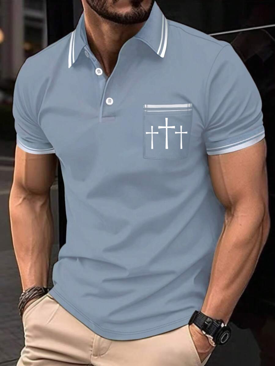 Men's Retro Faith Casual Printed Polo Shirt