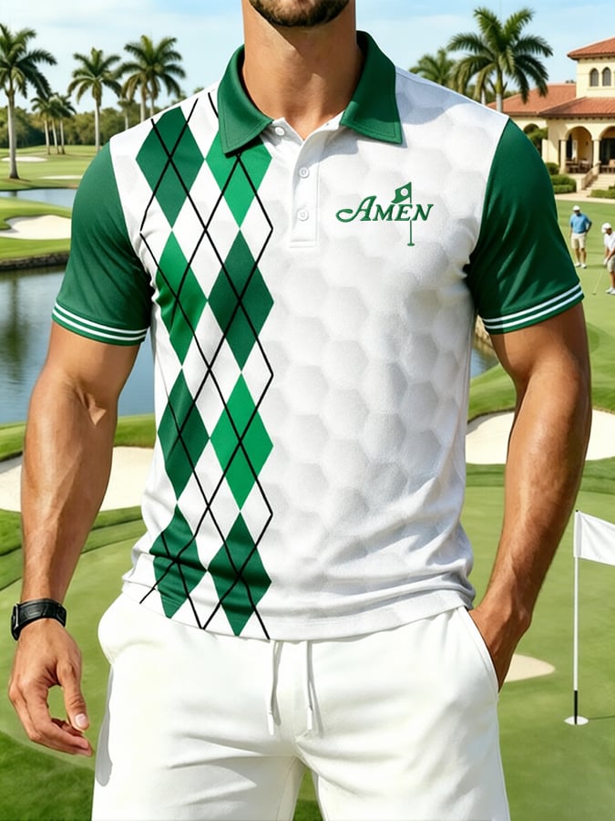 Men's Golf Print Casual Polo