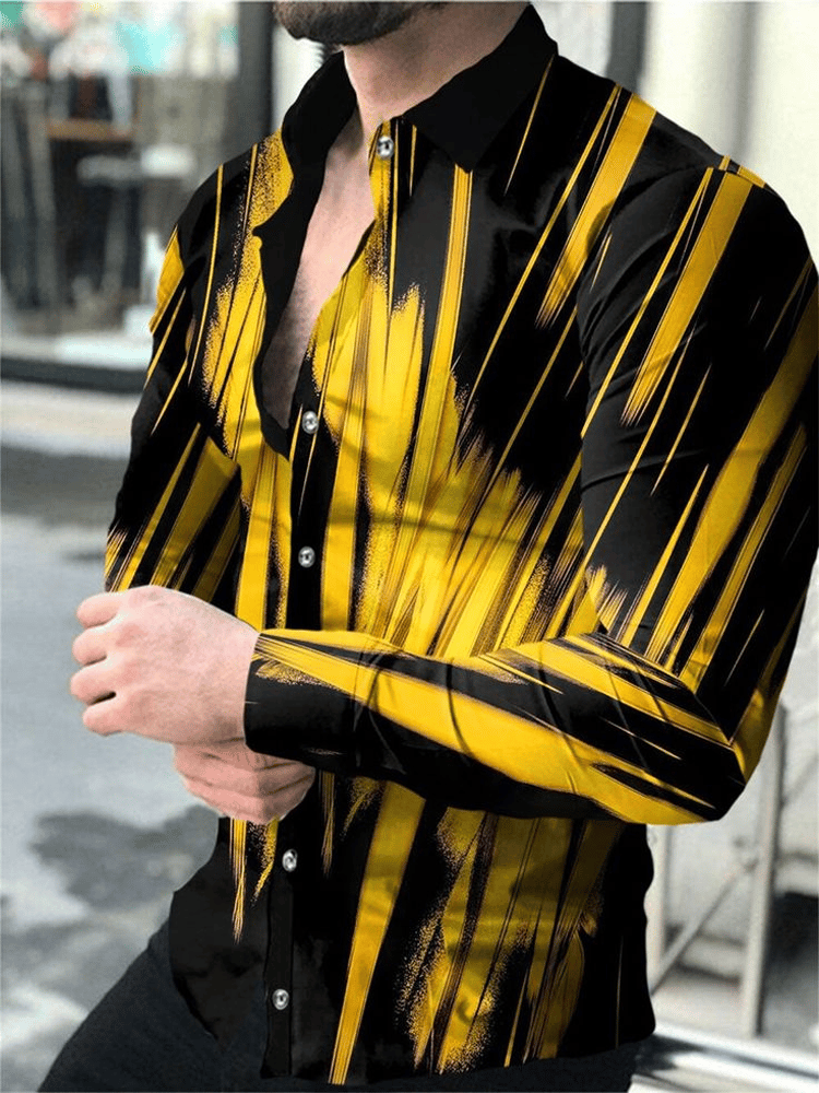 Men's Business Casual Striped Long Sleeve Shirt