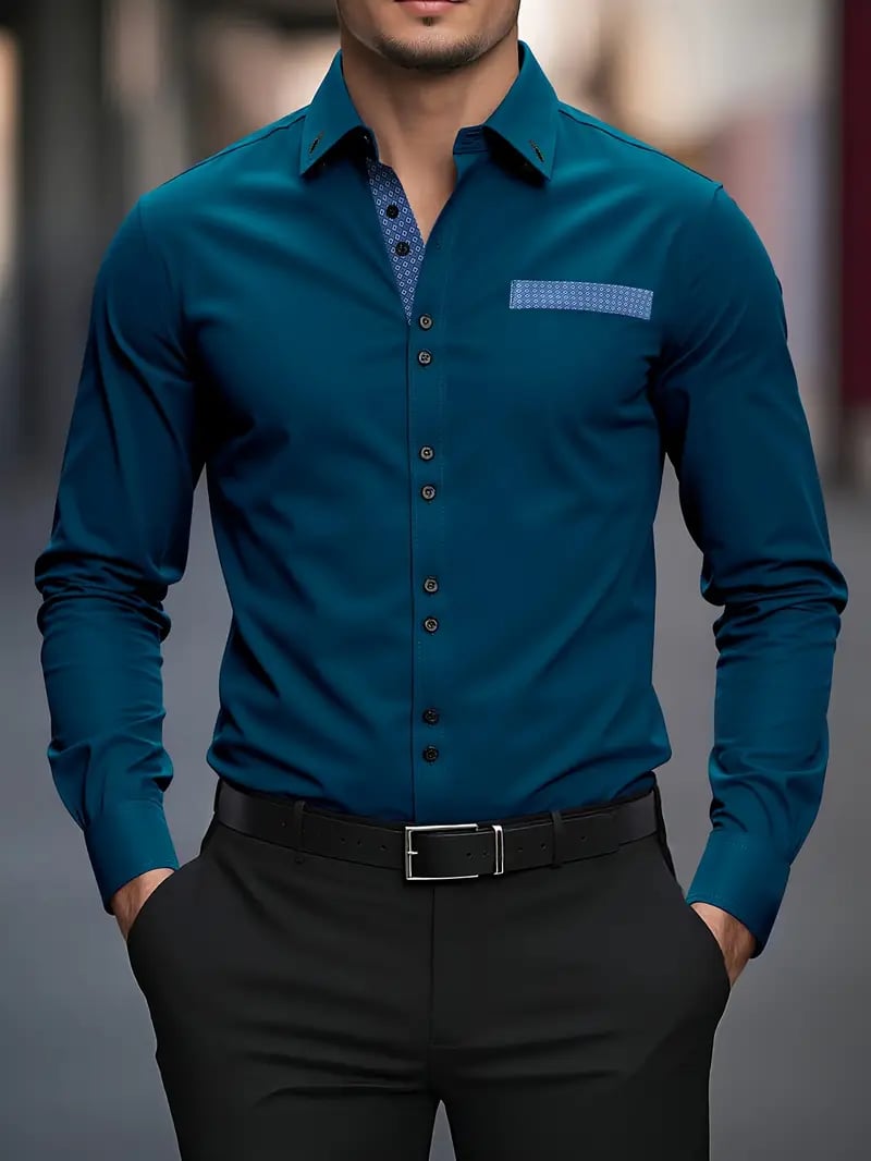 Men's Street Style Business Casual Printed Long Sleeve Shirt