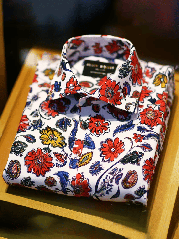 Men's Business Luxury Floral Print Short-sleeved Shirt