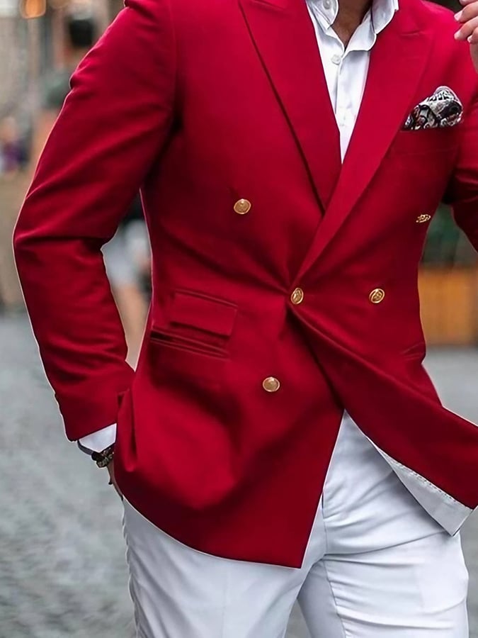 Men'S Slim Double Breasted Casual Suit