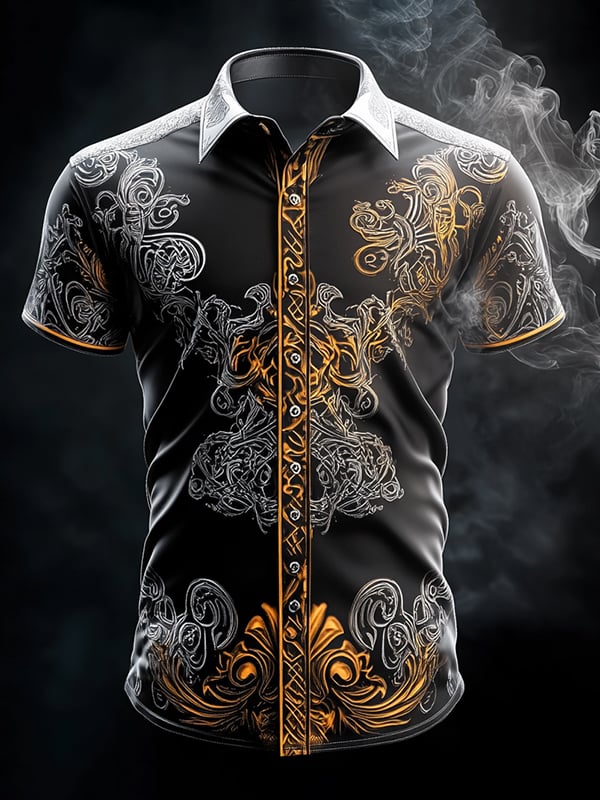 Men's Retro Viking Graphic Short Sleeve Shirt