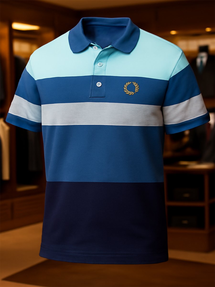 Men's Business Casual Button Short Sleeve Polo Shirt