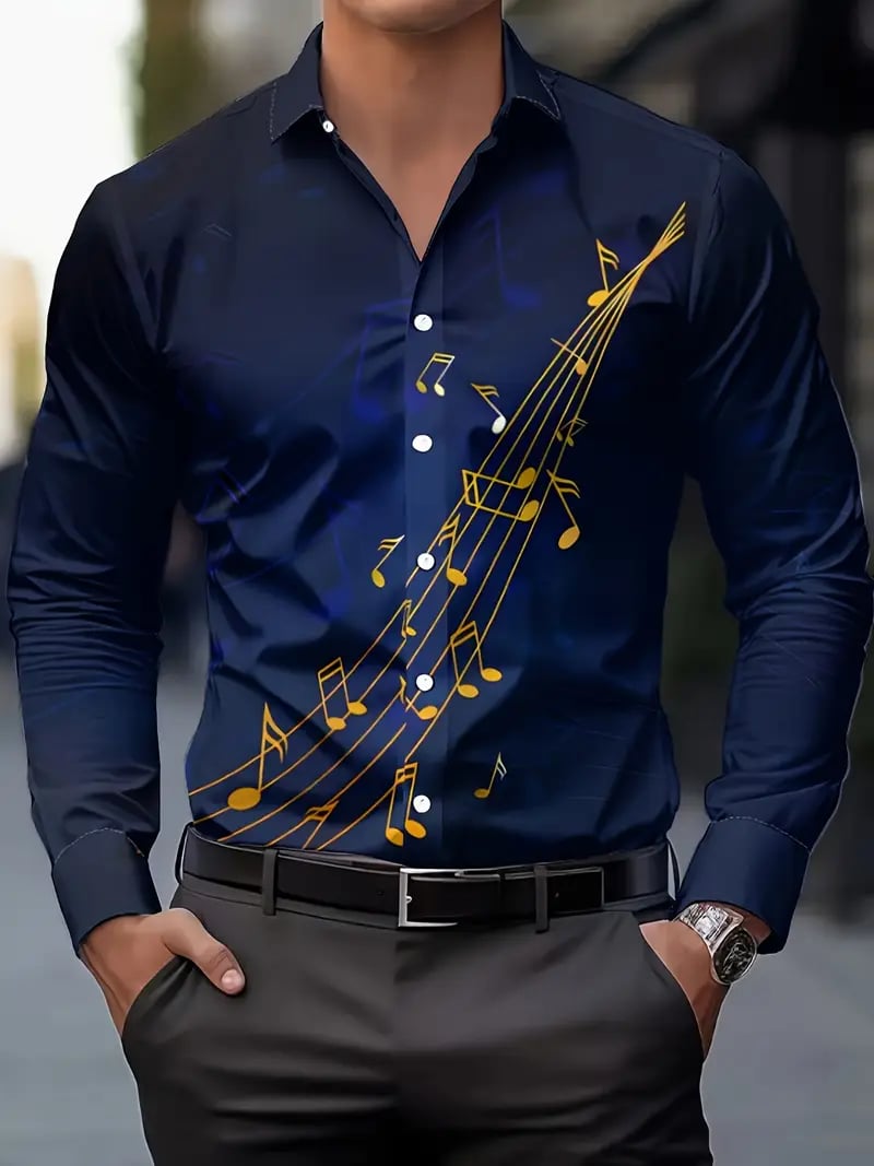 Men's Street Style Business Casual Printed Long Sleeve Shirt