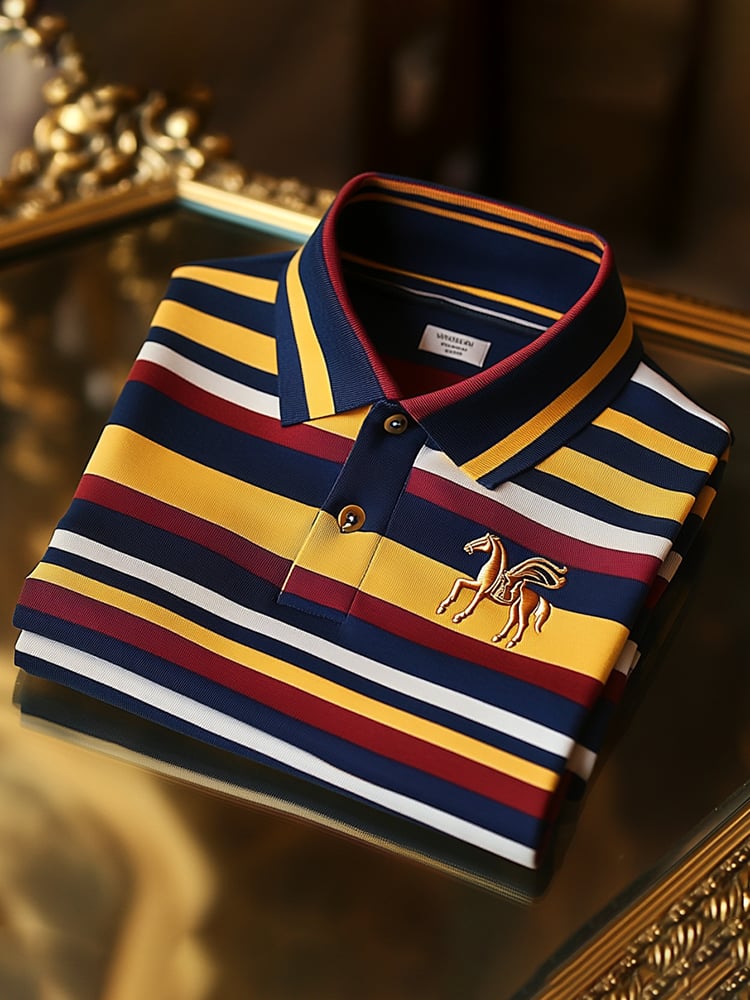 Men's Business Casual Button Short Sleeve Polo Shirt