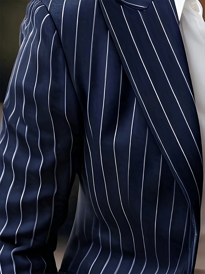 Men's Fashionable Stripe Design Single-Breasted Pocket Design Casual Suit