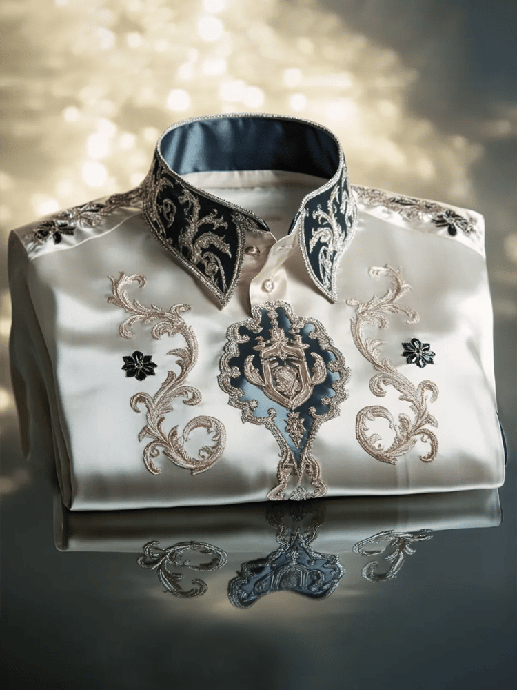 Men's Satin Luxe Print Short Sleeve Button Shirt
