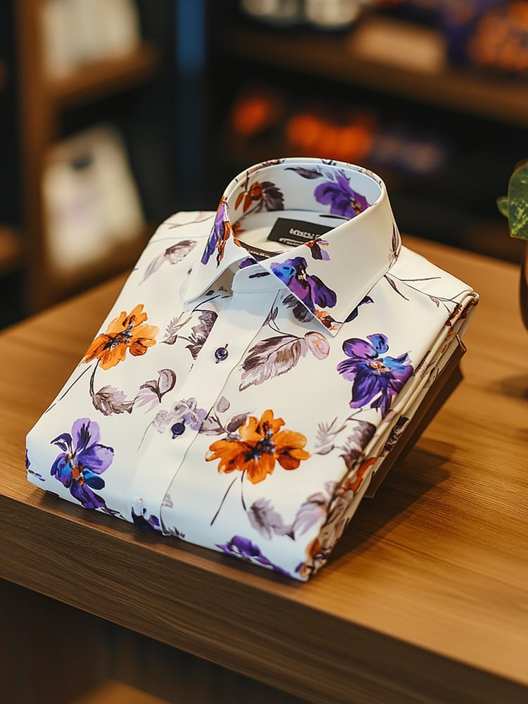 Men's Business Luxury Floral Print Short-sleeved Shirt