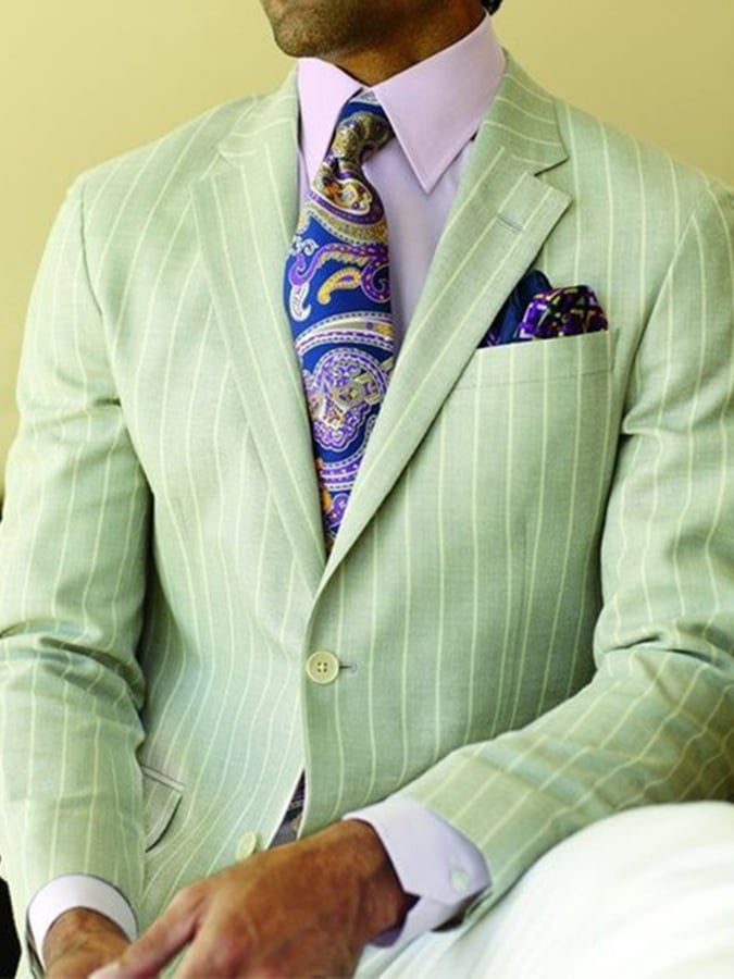 Men's Retro Single Breasted Striped Gentleman Business Suit Jacket