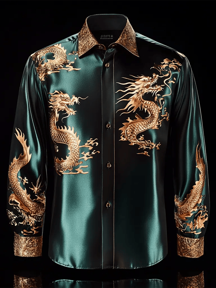 Men's Satin Luxe Long Sleeve Button Down Shirt