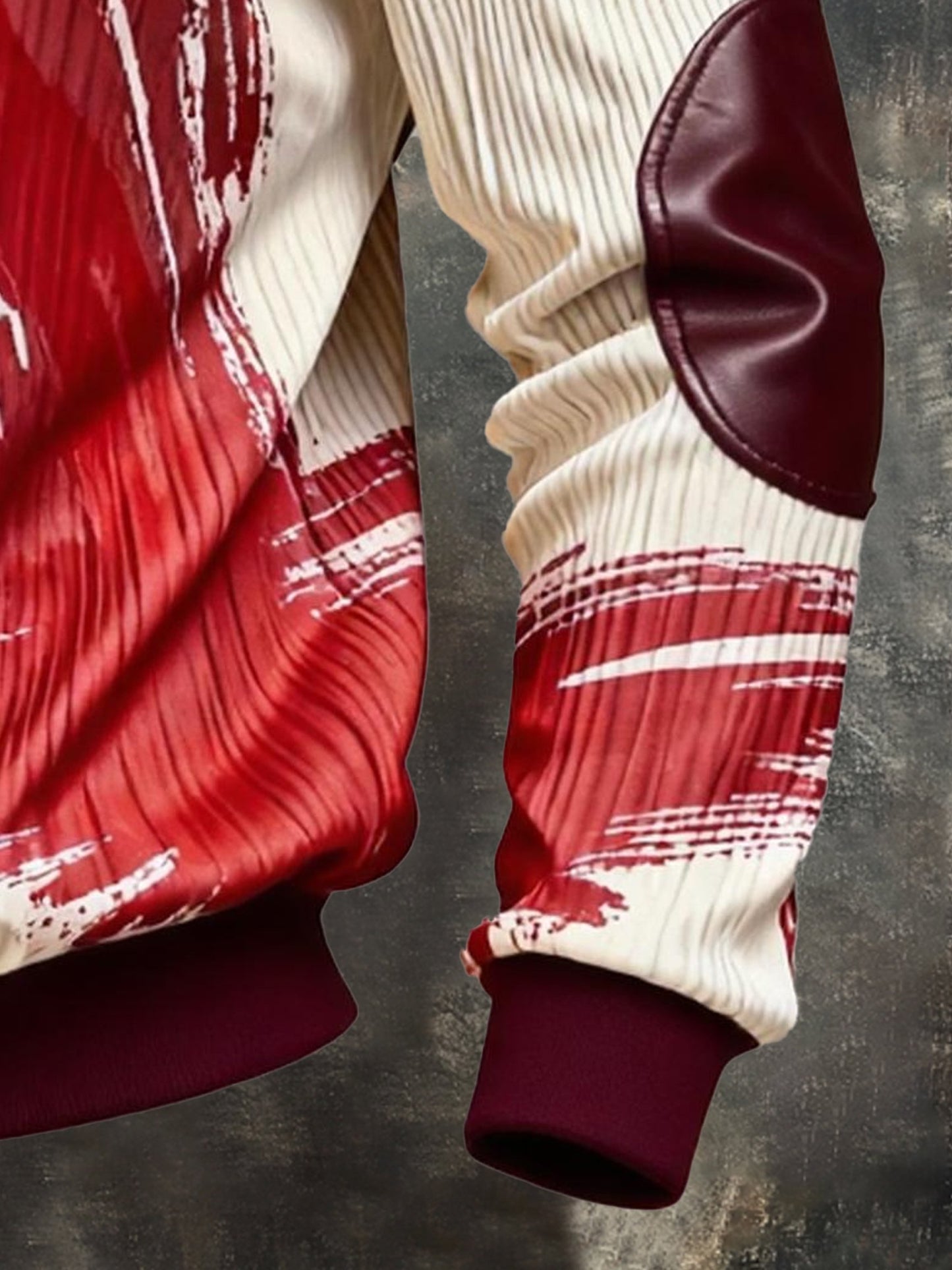 Men's Vintage Color-Block Printed Zip-Up Hoodie