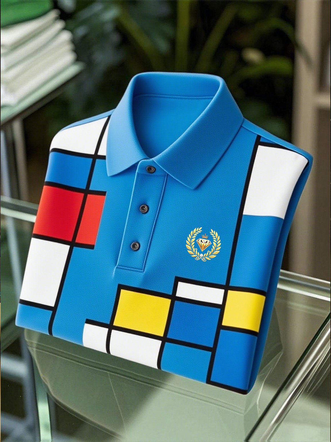 Men's Business Casual Artistic Button Short Sleeve Polo Shirt