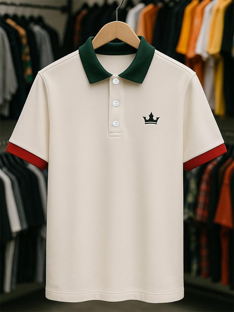 Men's Business Casual Button Short Sleeve Polo Shirt