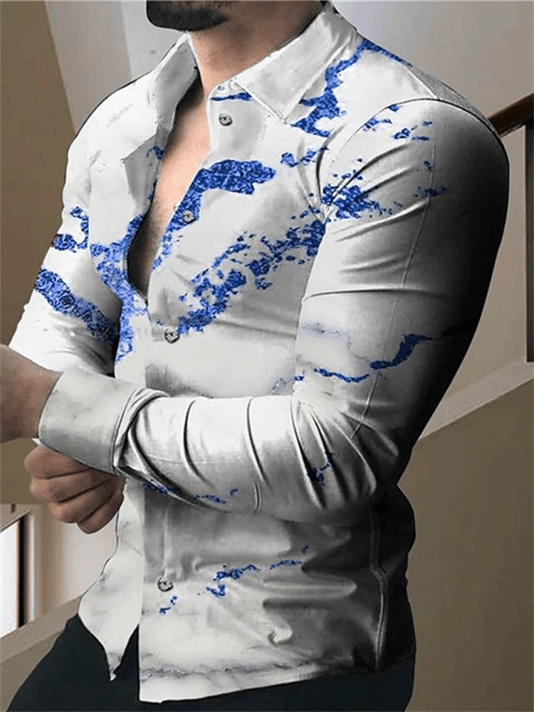 Men's Business Casual Striped Long Sleeve Shirt