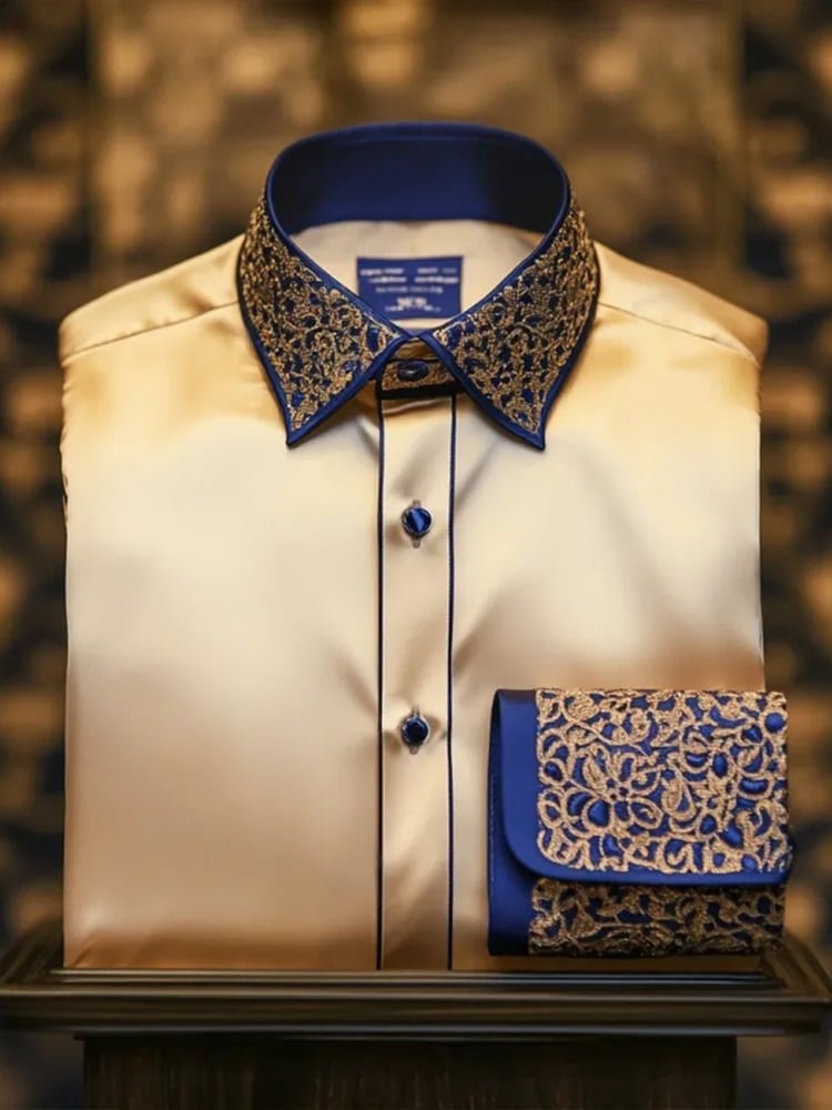 Men's Satin Luxe Long Sleeve Button Down Shirt