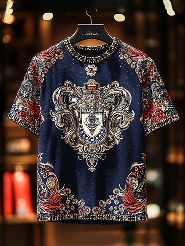 Men's Business Luxury Printed Cotton Short Sleeve T-Shirt