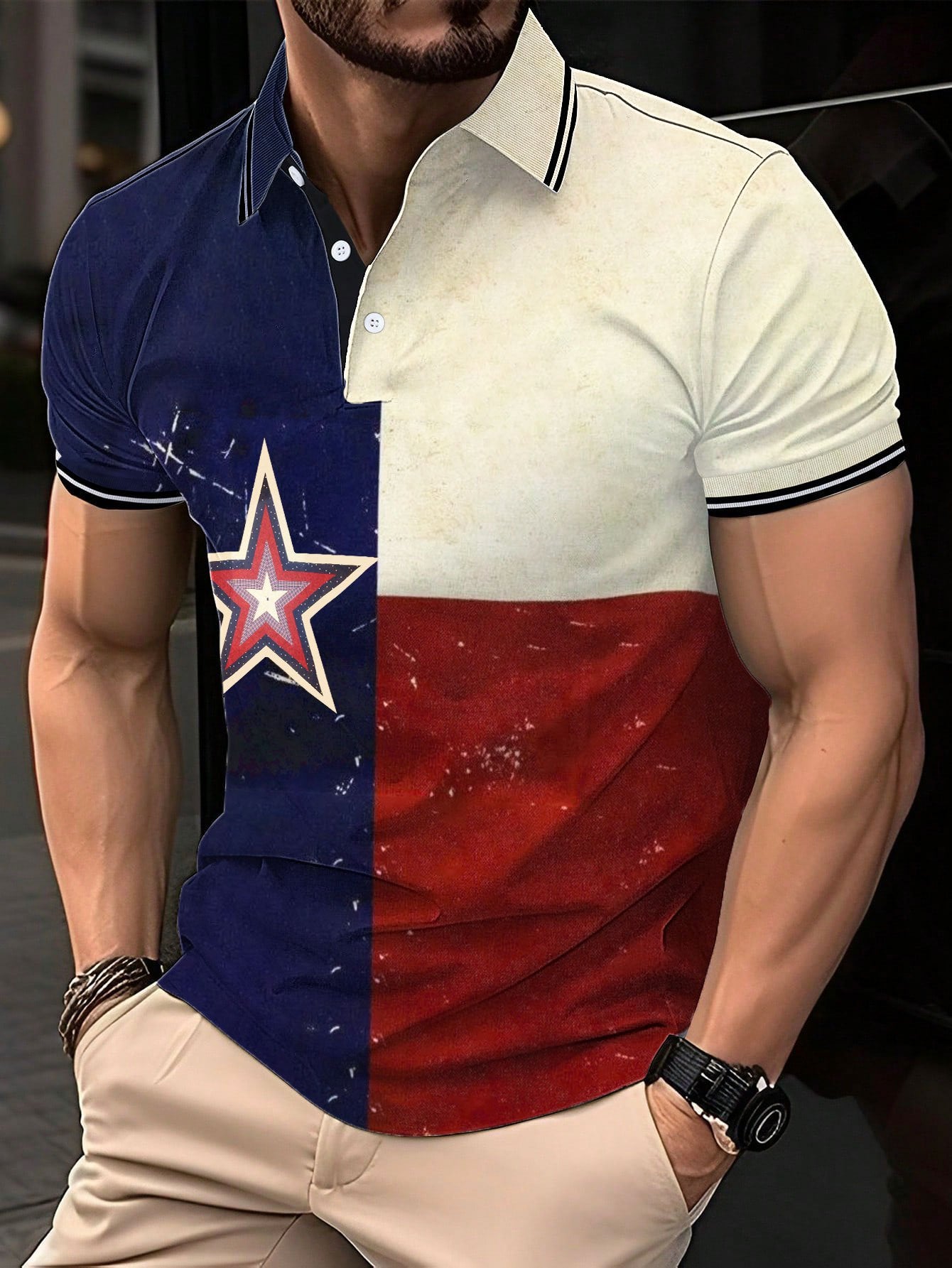 Men's Independence Day Printed Casual POLO Shirt