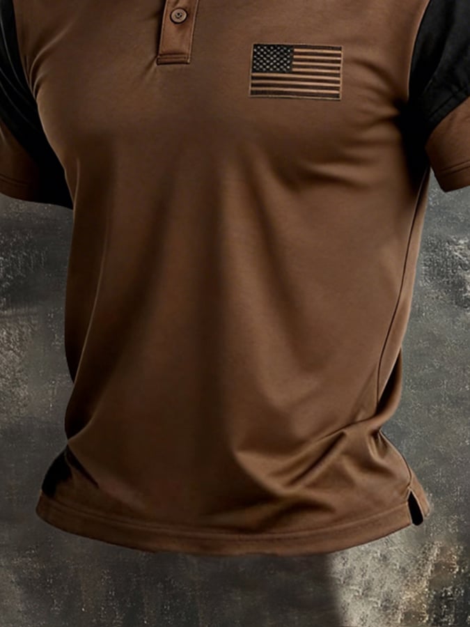 Men's Retro Color-Block "Patriot" Polo T-Shirt