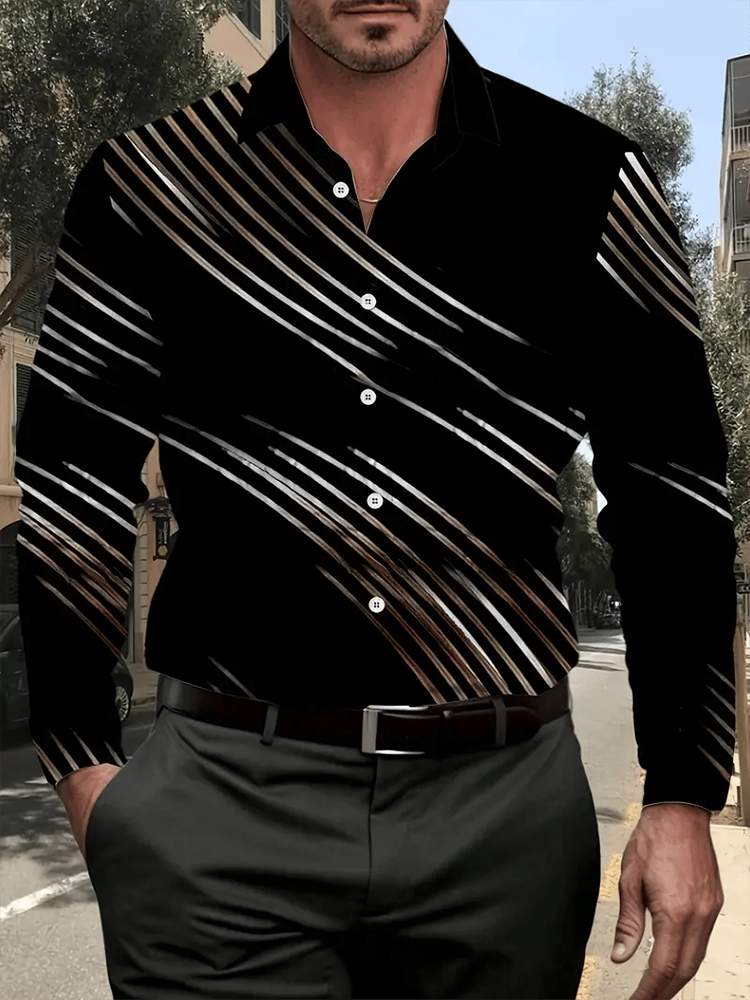 Men's Street Style Business Casual Printed Long Sleeve Shirt