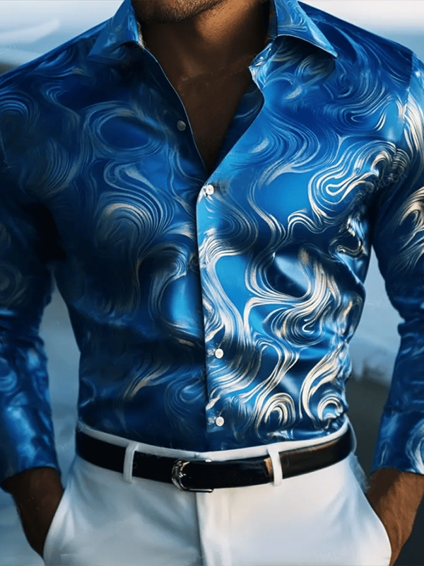 Men's Vintage Print Long Sleeve Shirt