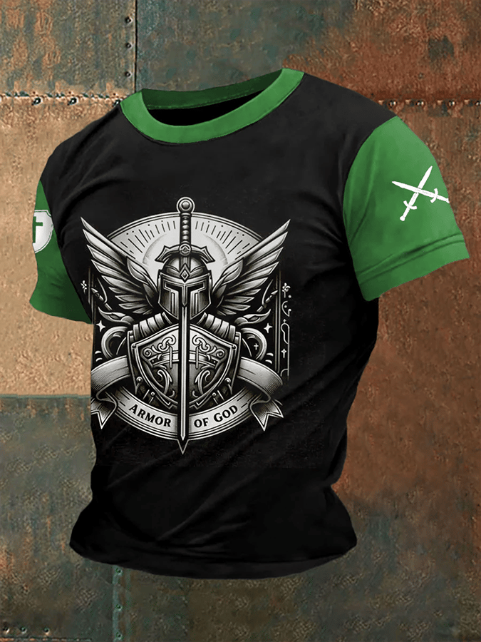 Men's Armor Of God Print Casual Tee