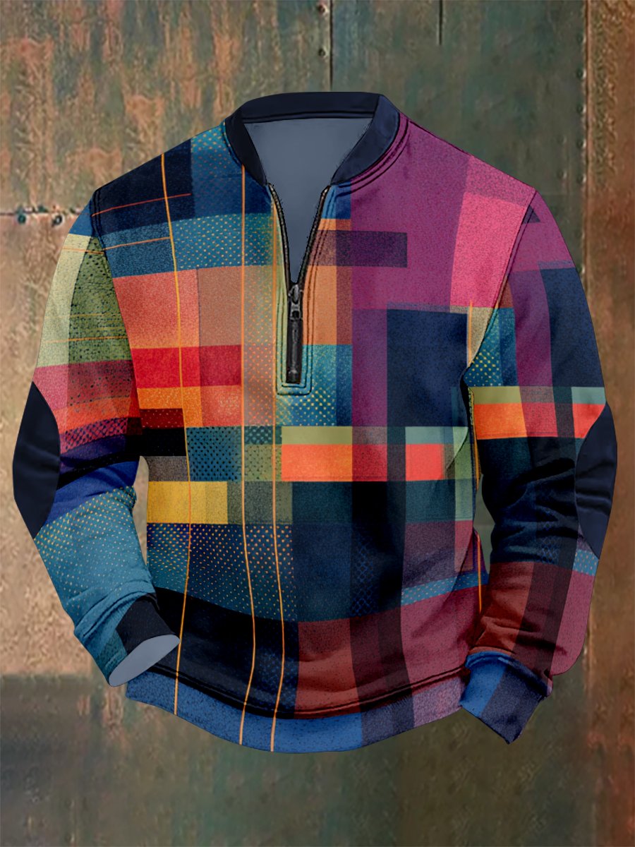 Men's Vintage Geometric Style Print Sweatshirt