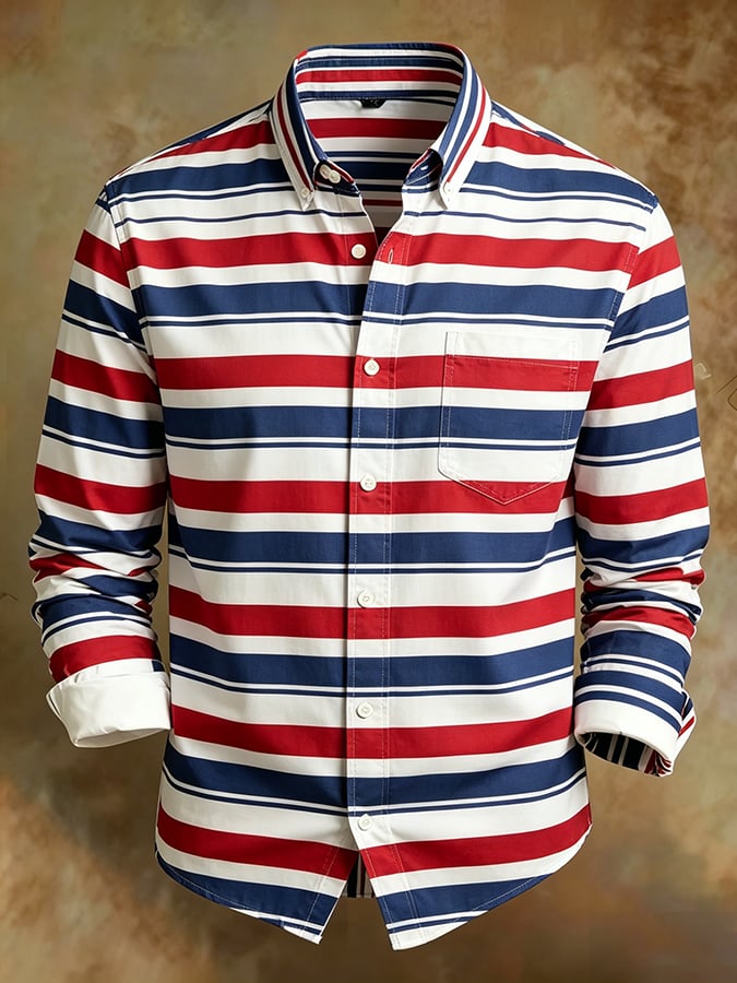 Men's Retro Abstract Art Print Comfortable Business Style Shirt