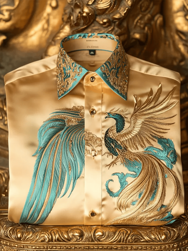 Men's Satin Luxe Print Short Sleeve Button Shirt