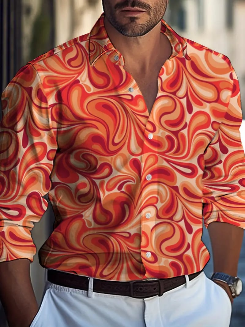 Men's Street Style Business Casual Printed Long Sleeve Shirt