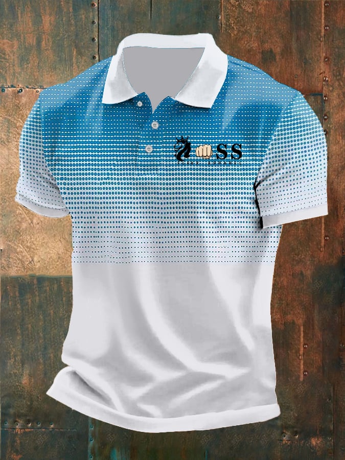 Men's casual polo shirt with contrast print