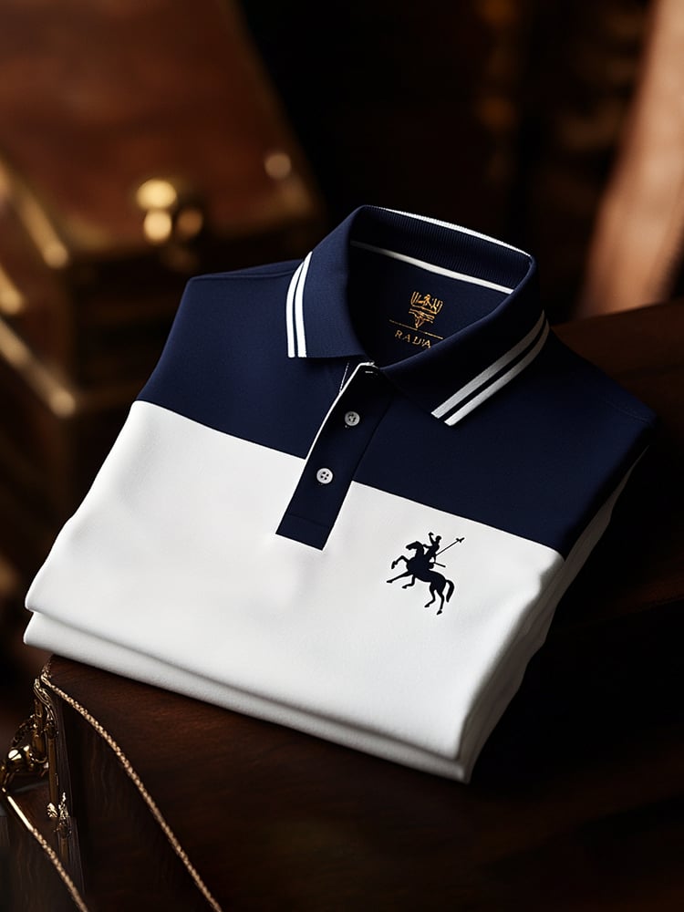 Men's Classic Business Logo Button Short Sleeve Polo Shirt