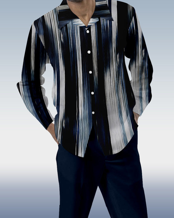 Suitmens Men's Color Block Print Long Sleeve Walking Suit 192
