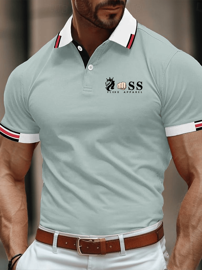 Men's Stylish Letter Print Casual Polo Shirt