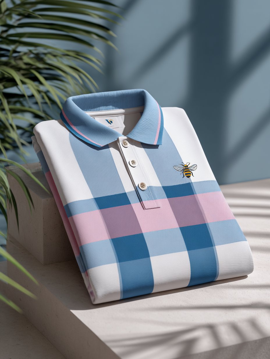 Men's Check Business Casual Short Sleeve Polo Shirt