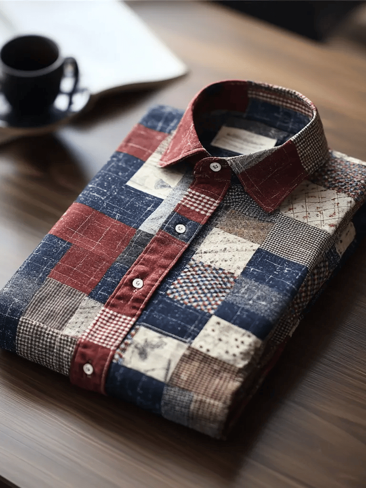 Men's Luxury Romantic Contrast Color Print Long Sleeve Shirt