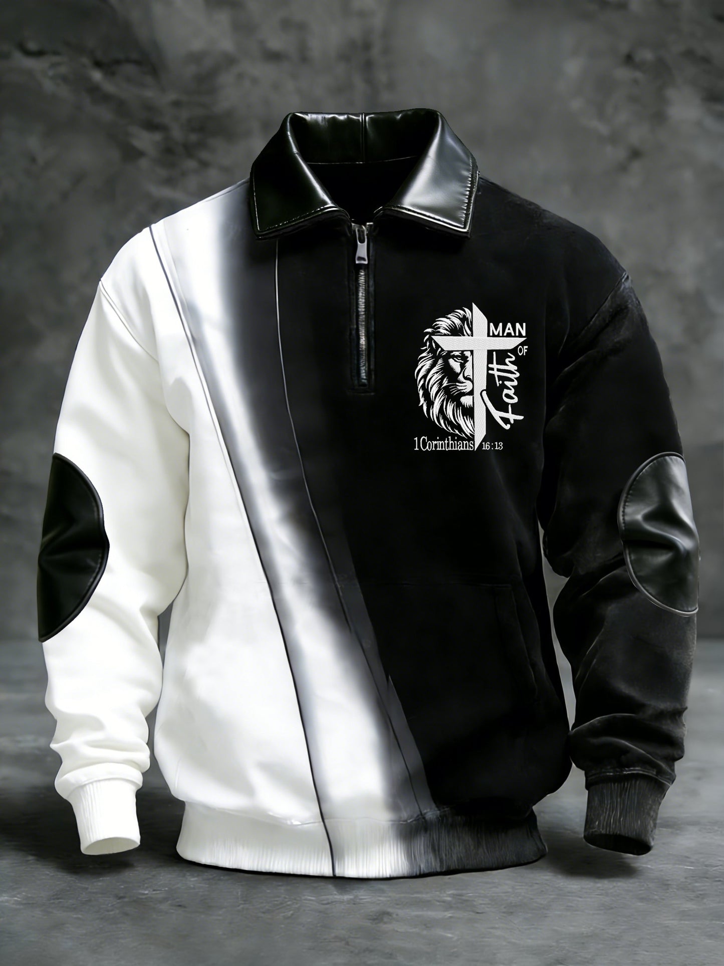 Men's Winter Faith Print Stand-Collar Top-Fast Shipping