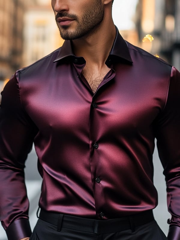 Men's Business Luxury Solid Color Long Sleeve Shirt