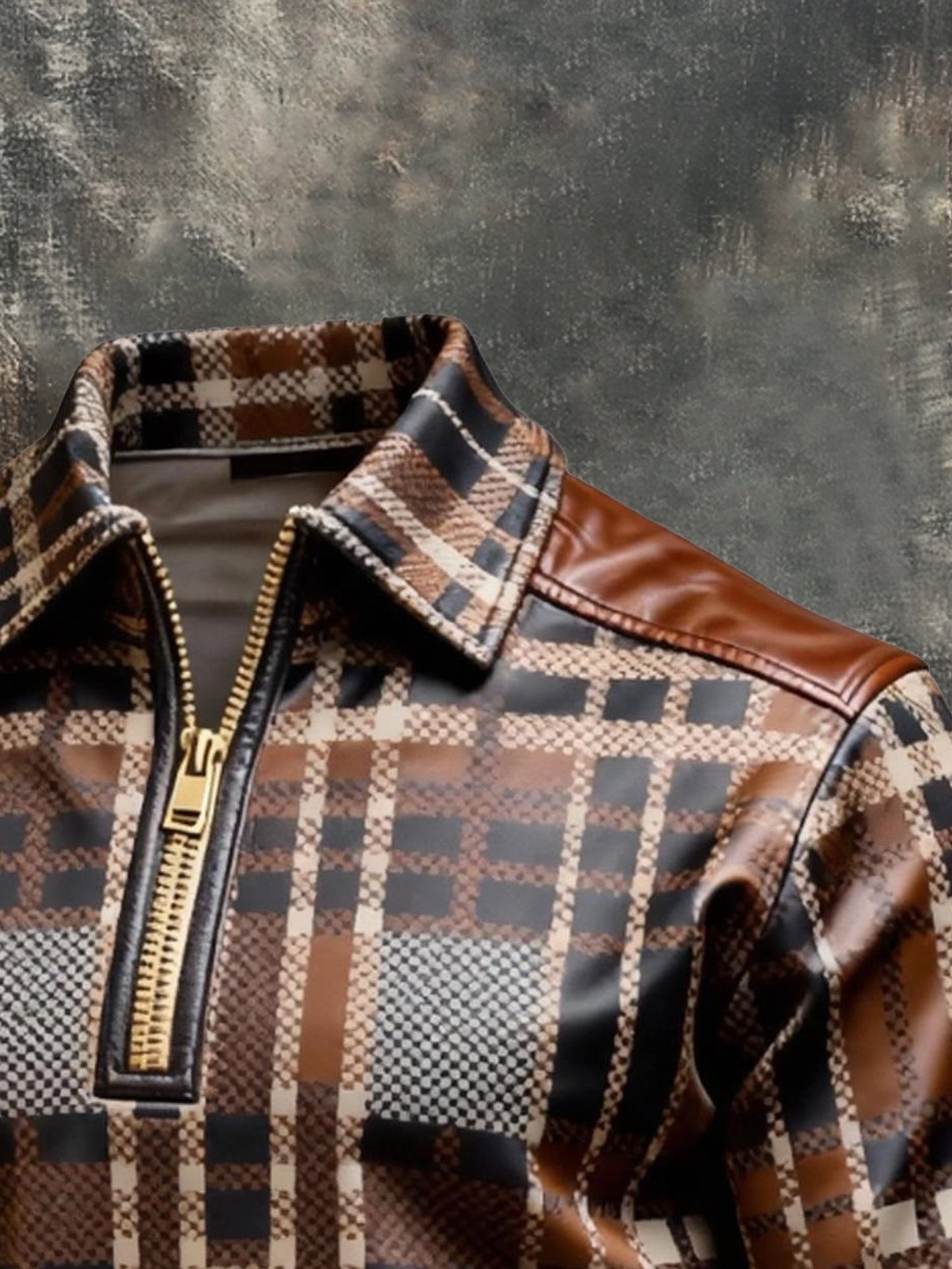 Men's Vintage Color-Block Printed Zip-Up Hoodie