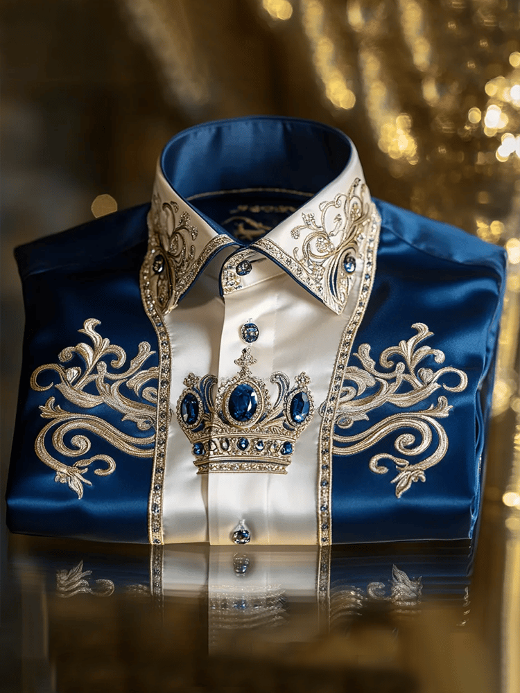 Men's Satin Luxe Print Short Sleeve Button Shirt