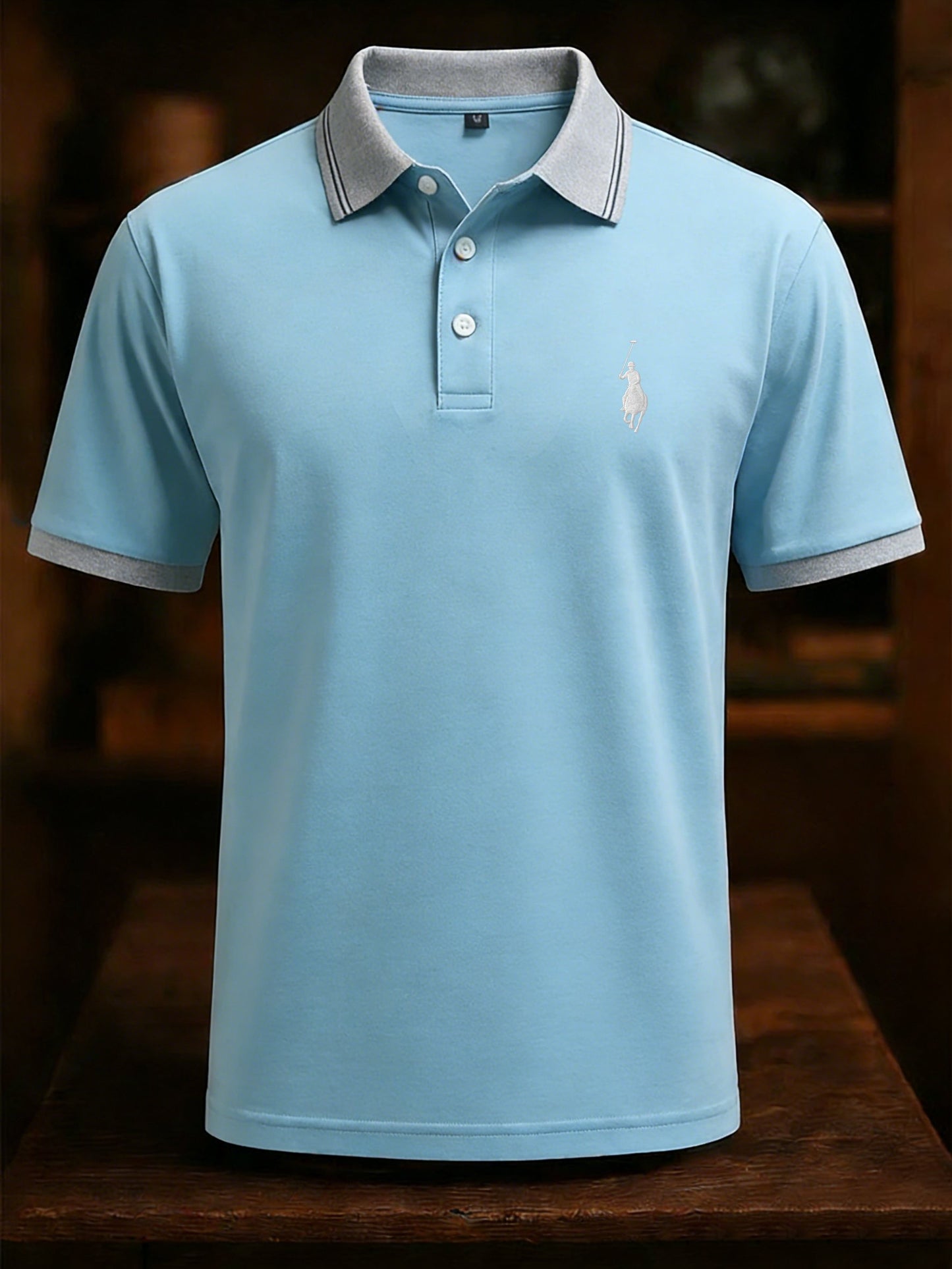 Men's Business Style Print Short Sleeved Polo Shirt
