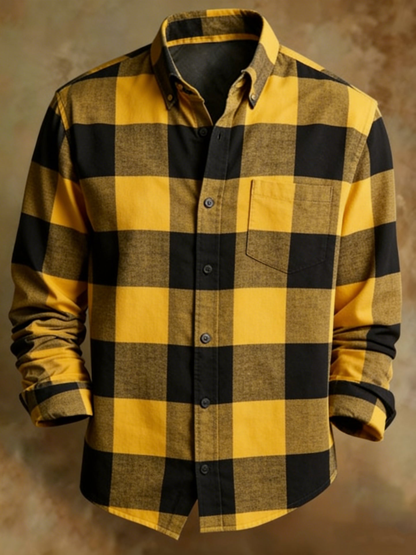 Men's Retro Abstract Art Print Plaid Pattern Business Style Shirt