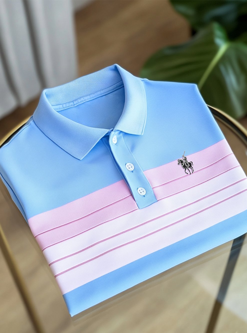 Men's Business Casual Button Short Sleeve Polo Shirt