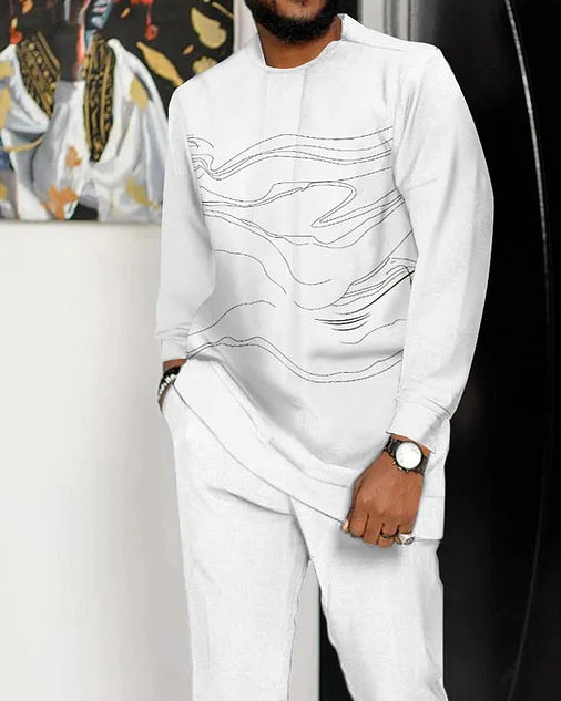 Men's Art Print Long Sleeve Athletic Walking Suit -318
