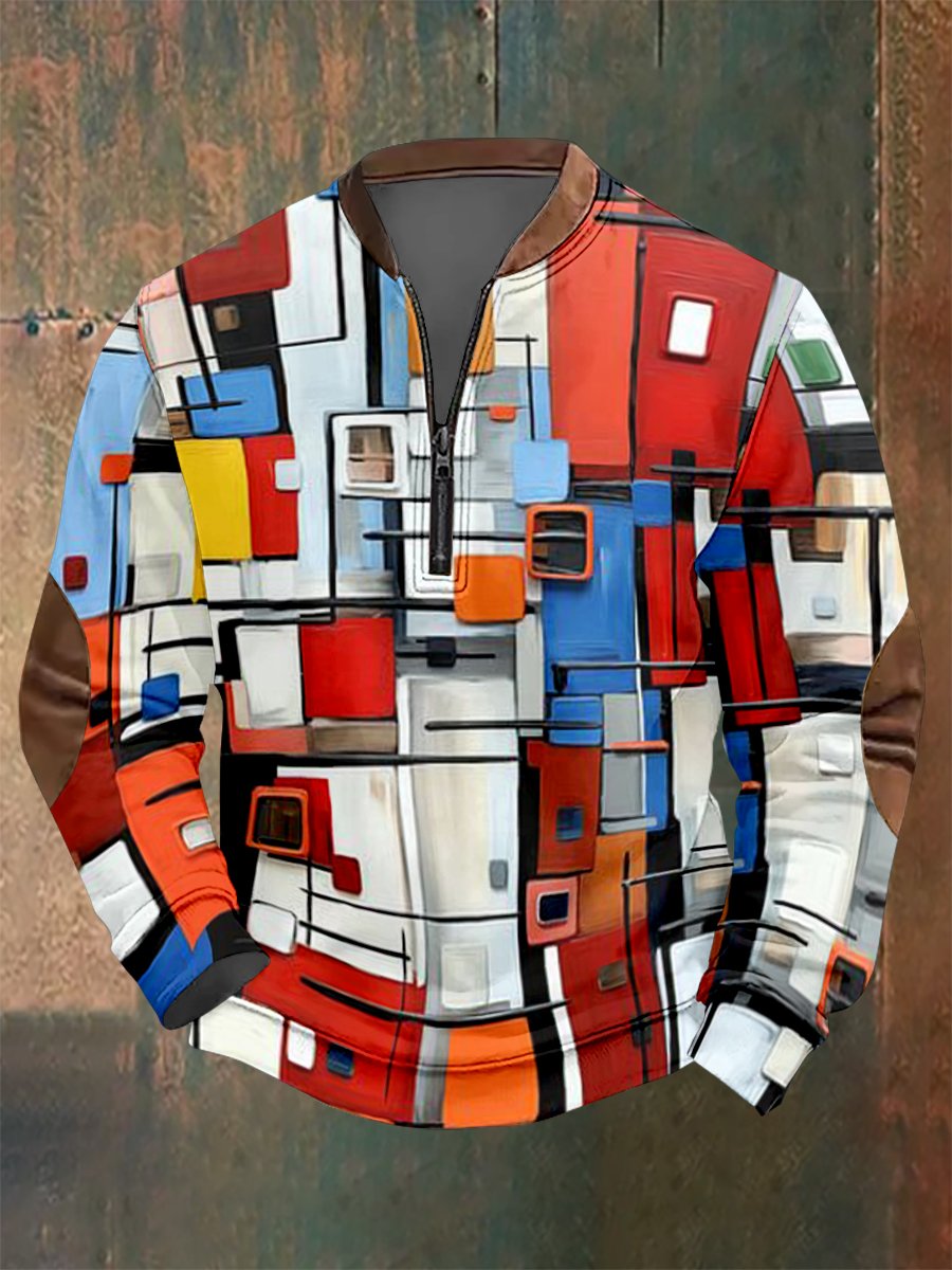 Men's Vintage Geometric Style Print Sweatshirt