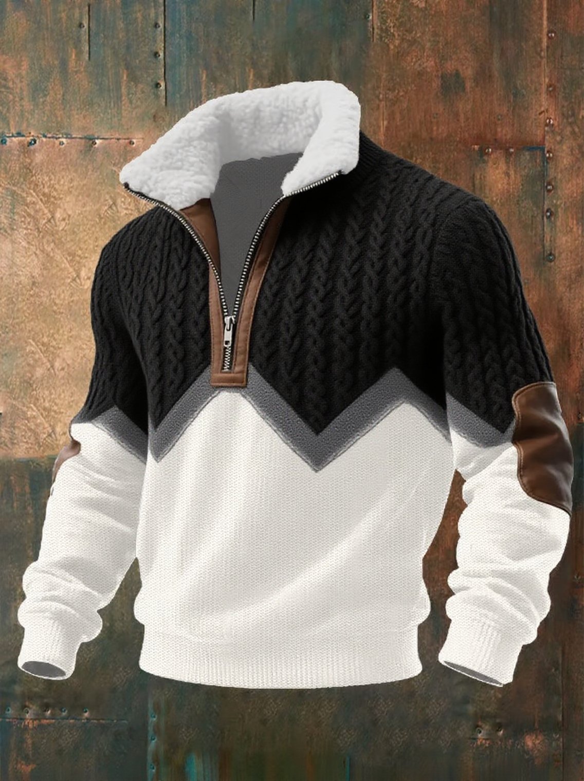 Men's Geometric Print Twist Stitch Diamond Stitch Casual Sweatshirt