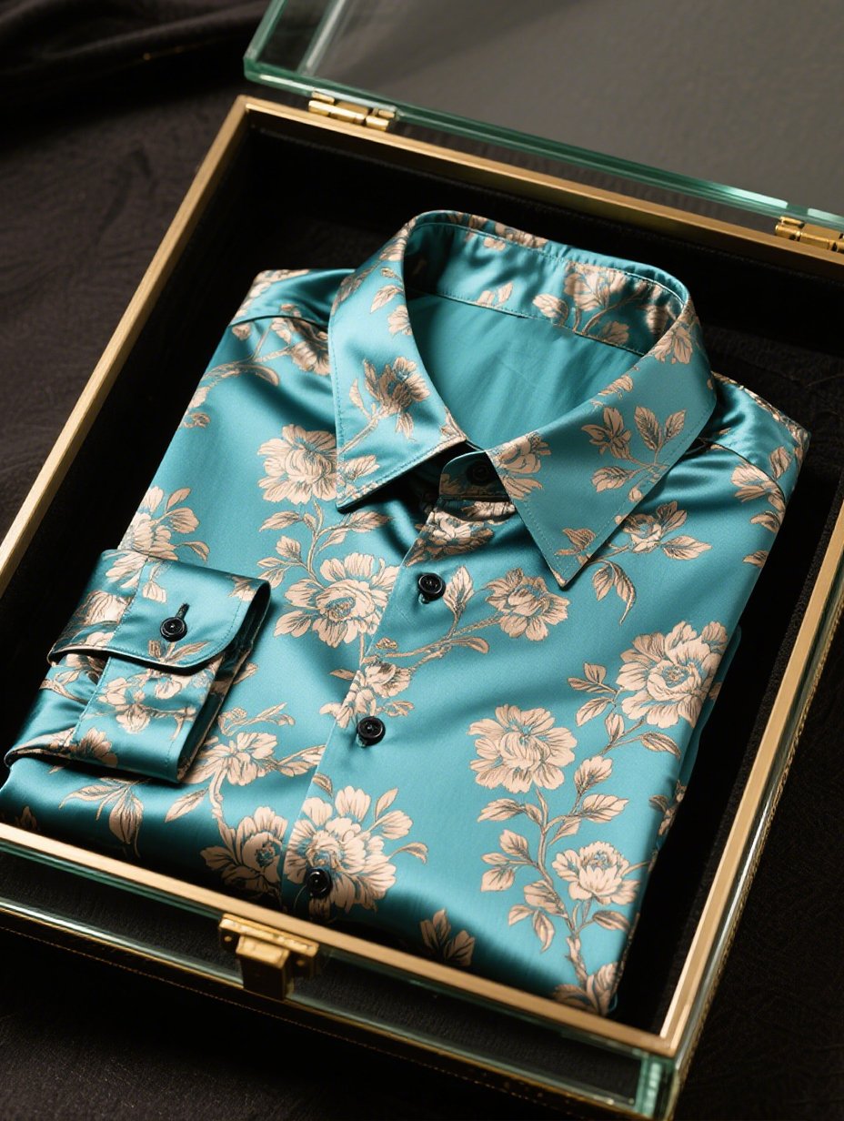 Men's Satin Luxe Long Sleeve Button Down Shirt