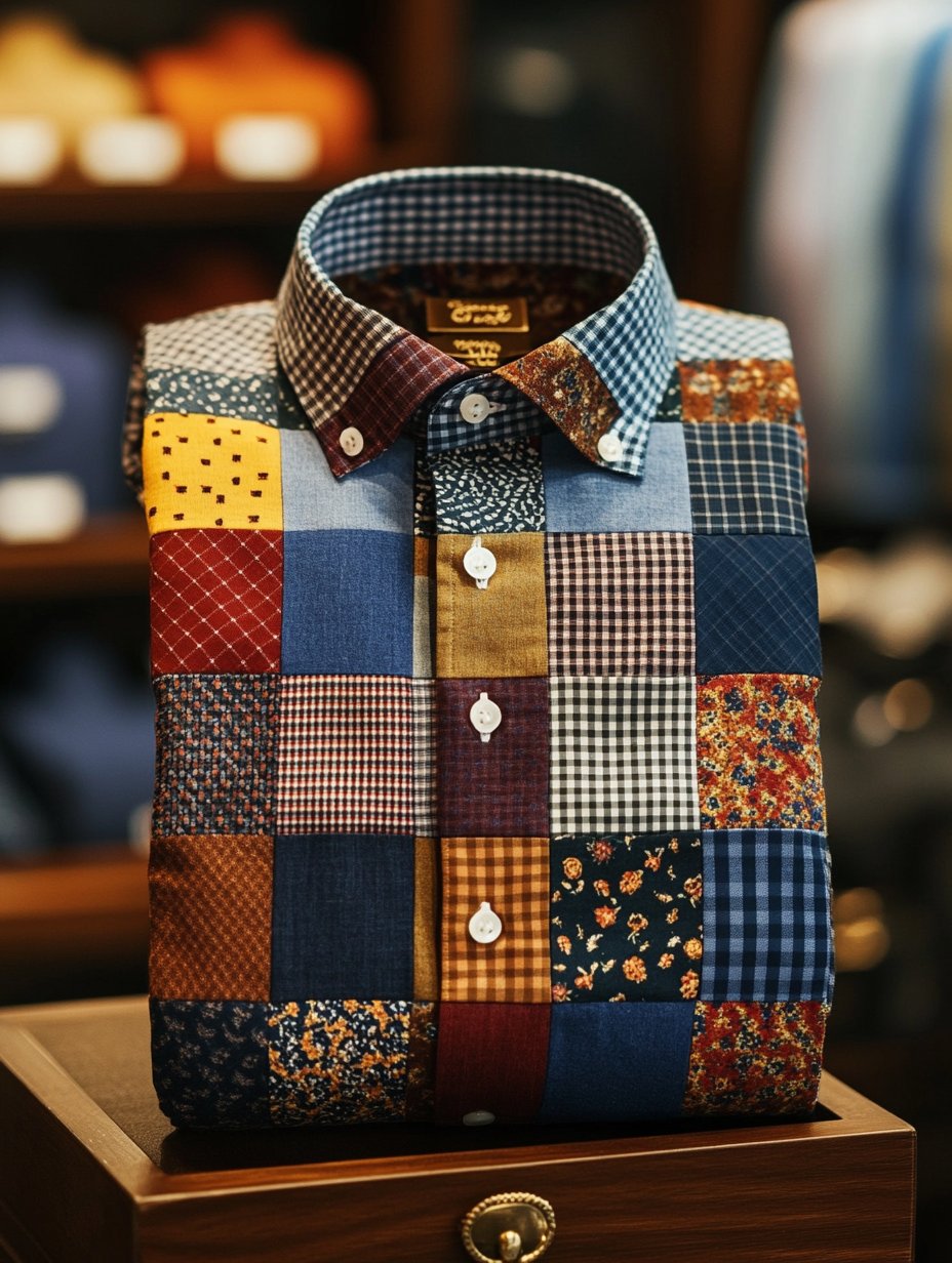 Men's contrast color classic luxury business long sleeve shirt