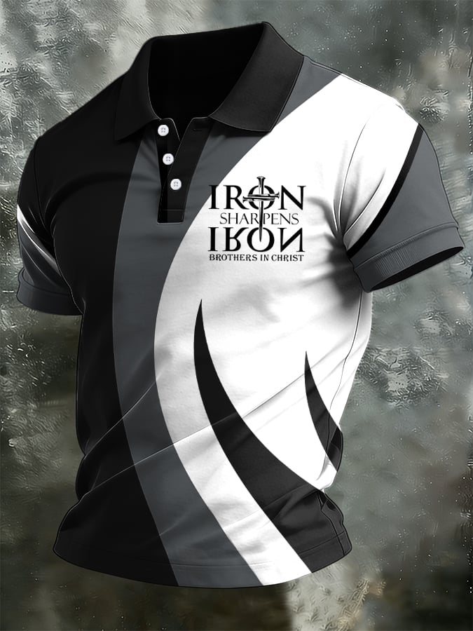 Men's Retro Faith Casual Printed Polo Shirt